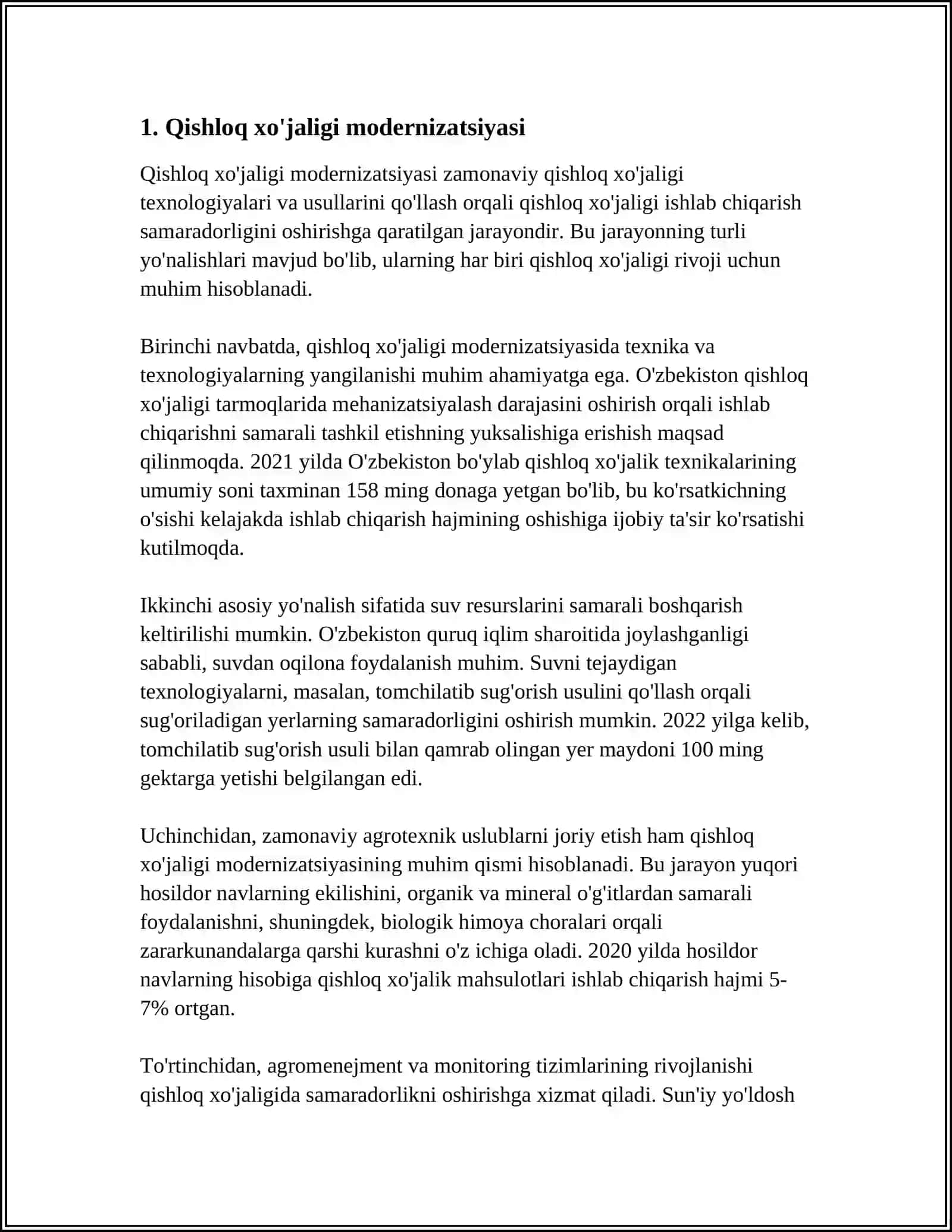 MUSTAQILLIK YILLARIDA QISHLOQ XOJALIGI VA SANOAT SOHASIDAGI O'ZGARISHLAR 3