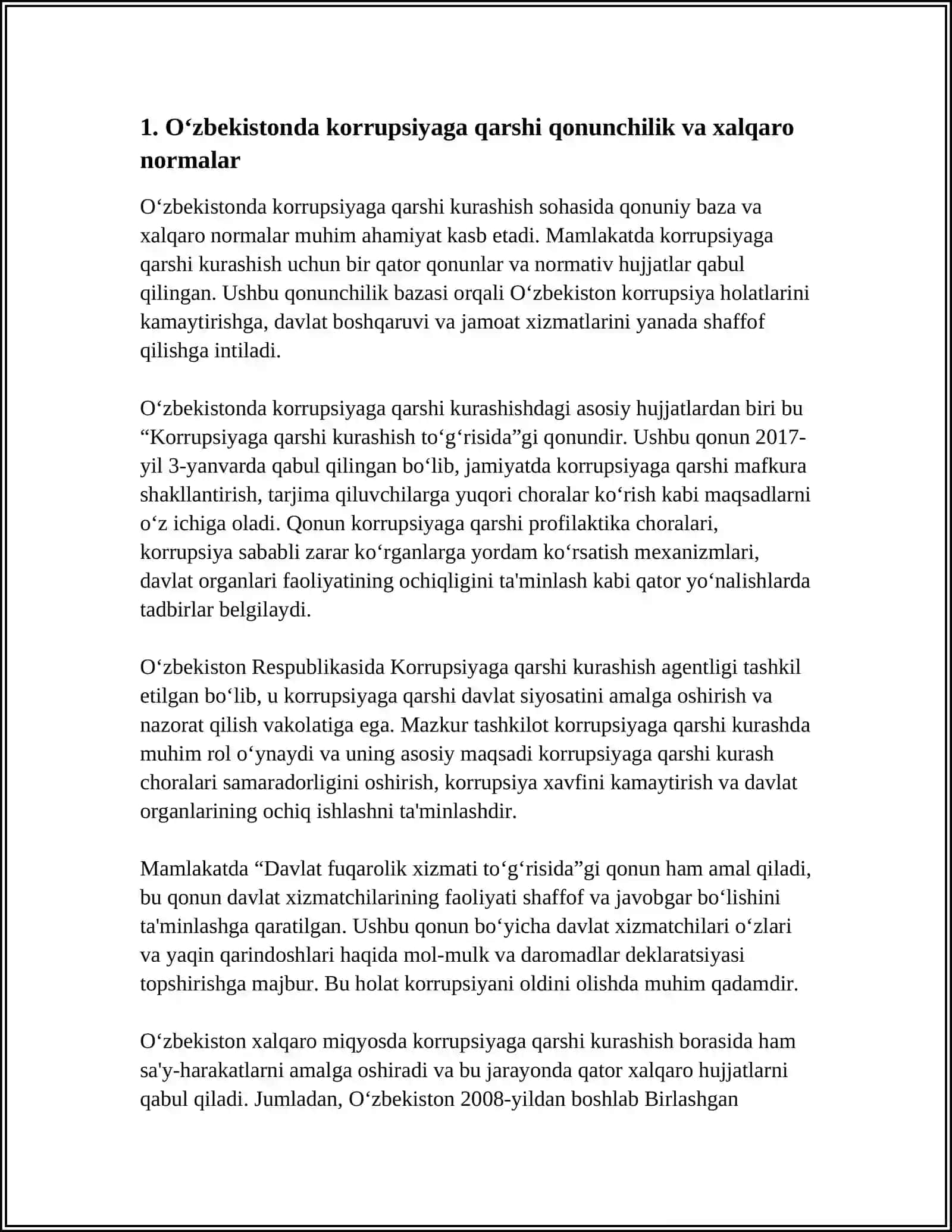 Oʻzbekistonda Korrupsiyaga Qarshi Kurashish 3