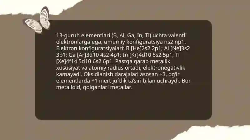 13-guruh elementlari. Bor va alyuminiy ularning birikmalari va xossalari 3