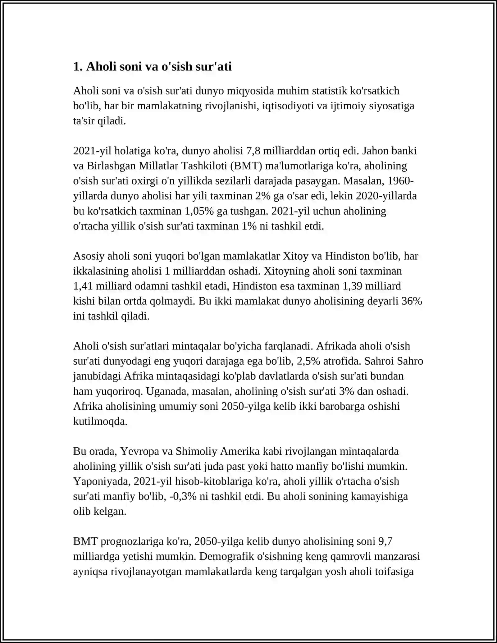 AXOLI TURMUSH DARAJASINI BELGILOVCHI IQTISODIY VA IJTIMOIY KO’RSATKICHLAR 3