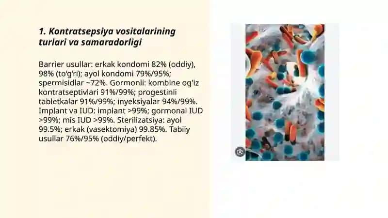 Kontratsepsiya vositalari.Probiotik va prebiotiklar 3