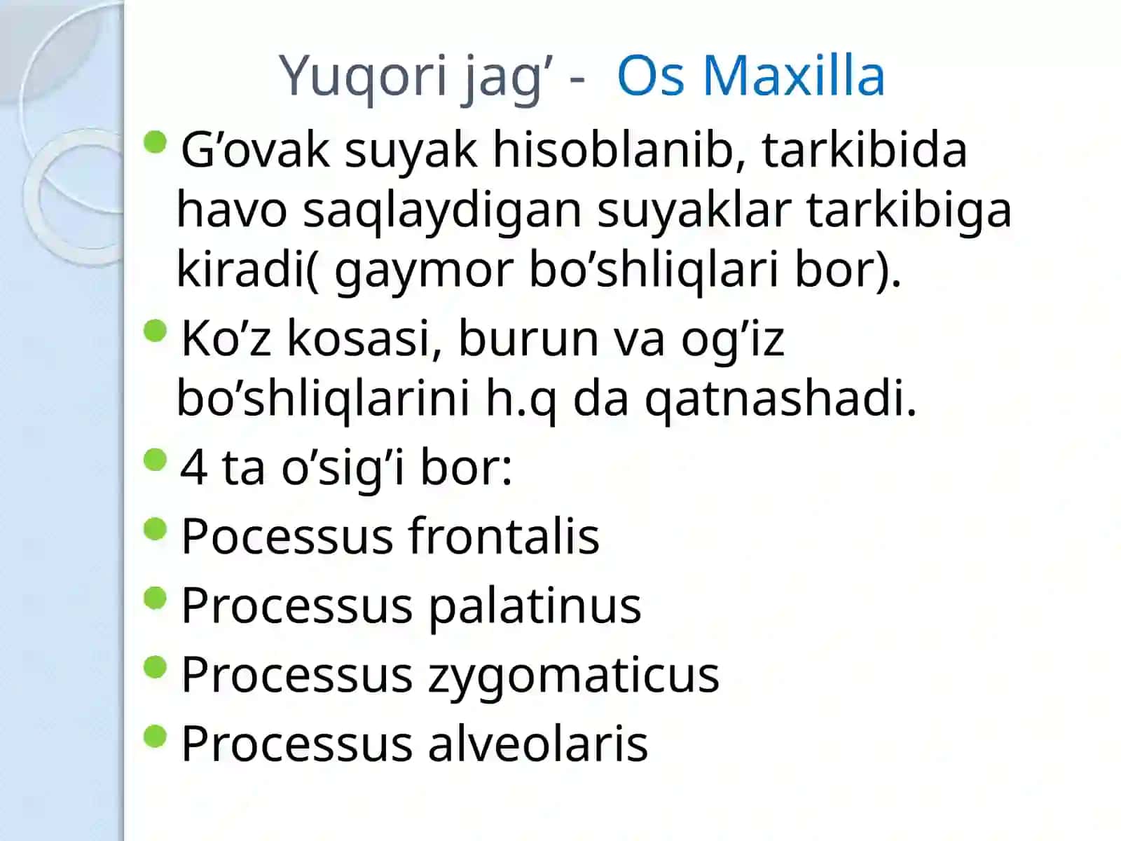 Kallasuyaklarining umumiy anatomiyasi (yuz qism suyaklari) 3