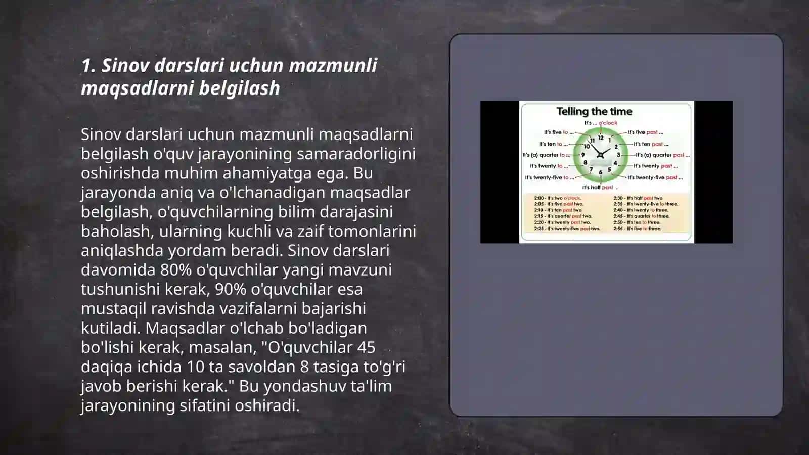 Sinov darslarini oʼtkizish 3