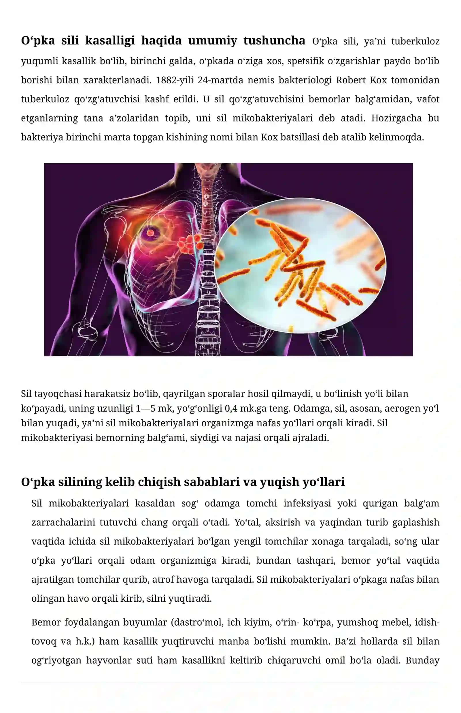 O‘pka sili (Tuberkulyoz) – Davolash va Profilaktika bo‘yicha  referat 3