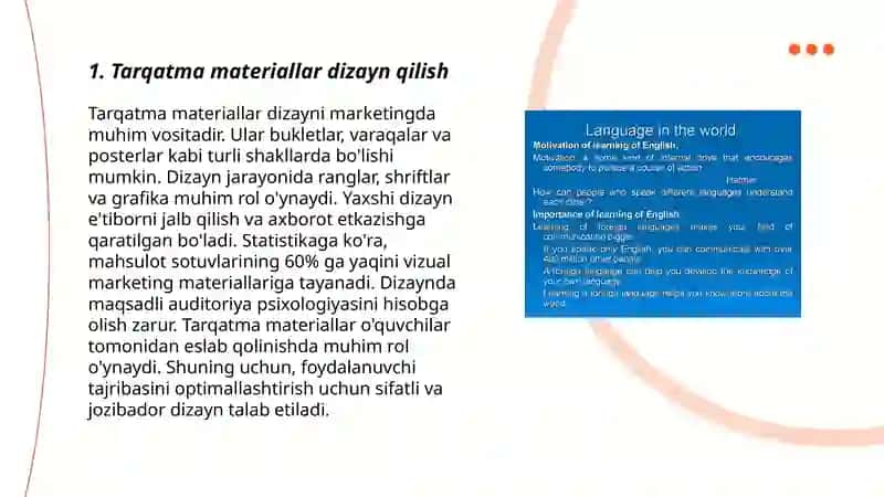 Chet tili jarayoni uchun tarqatma materiallar yaratish 3