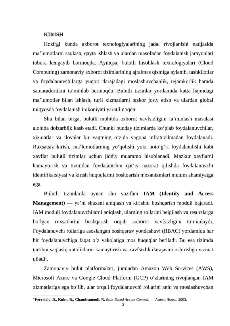 Bulut tizimida Foydalanuvchi rolini boshqarish (IAM moduli) 3