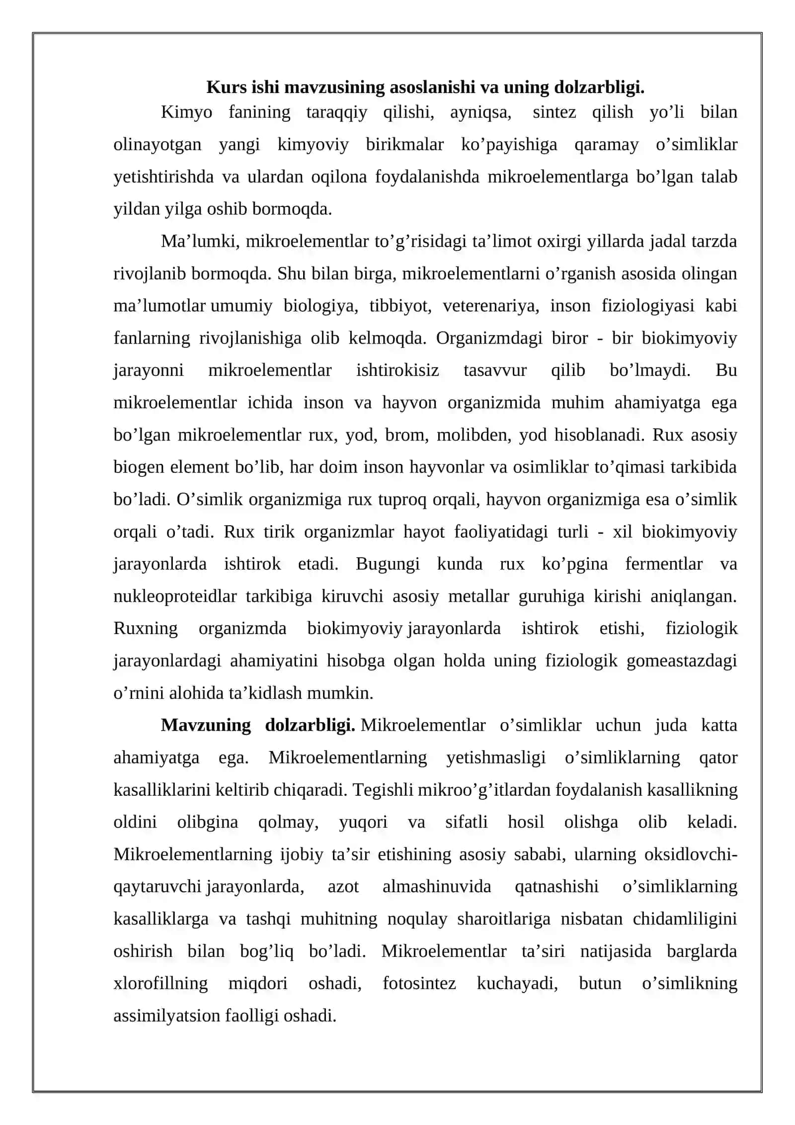 Mikroelementlar, ularning turlari va o’simliklarning mineral oziqlanish jarayoni 3