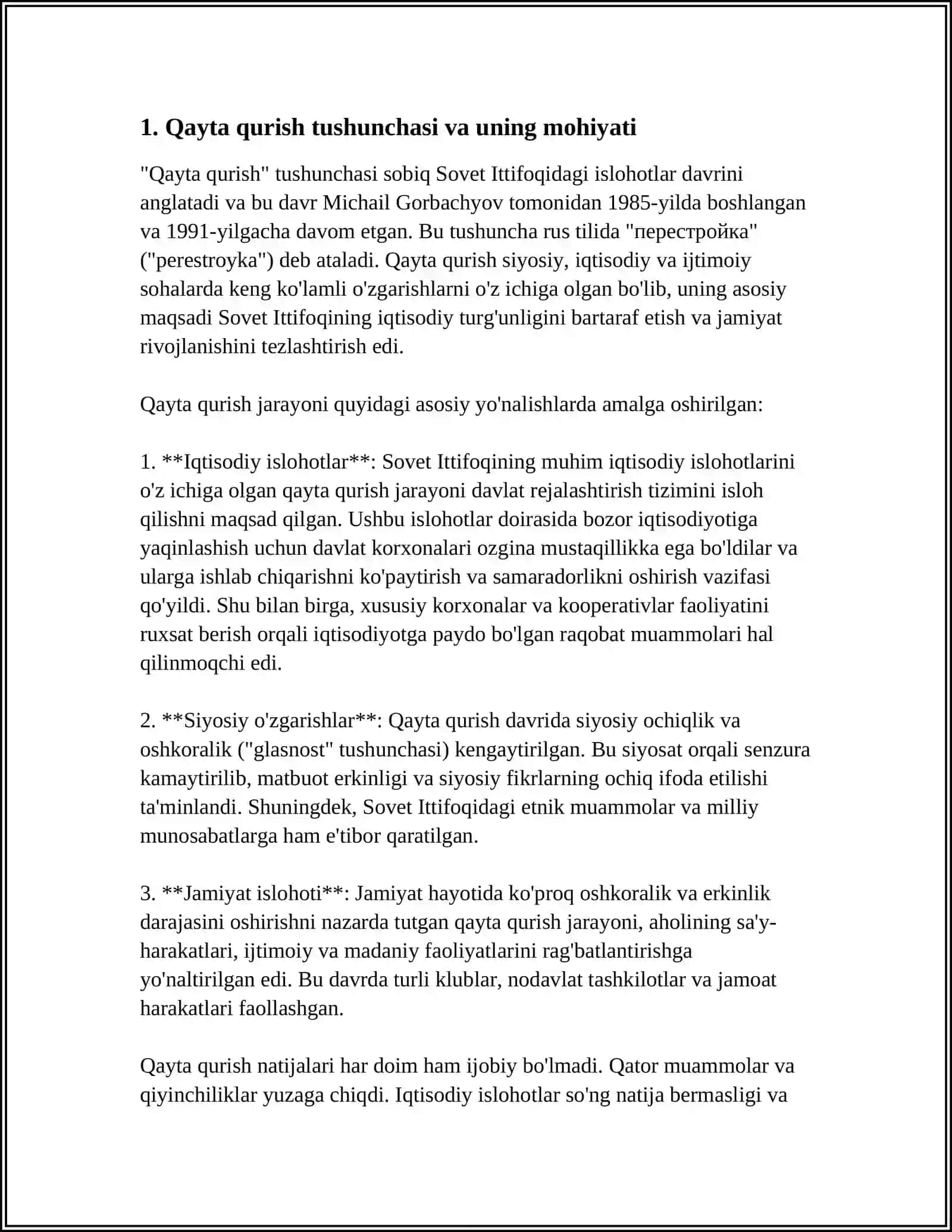 “Qayta Qurish” Yillarda O‘zbekistondagi Ijtimoiy-siyosiy Vaziyat 3