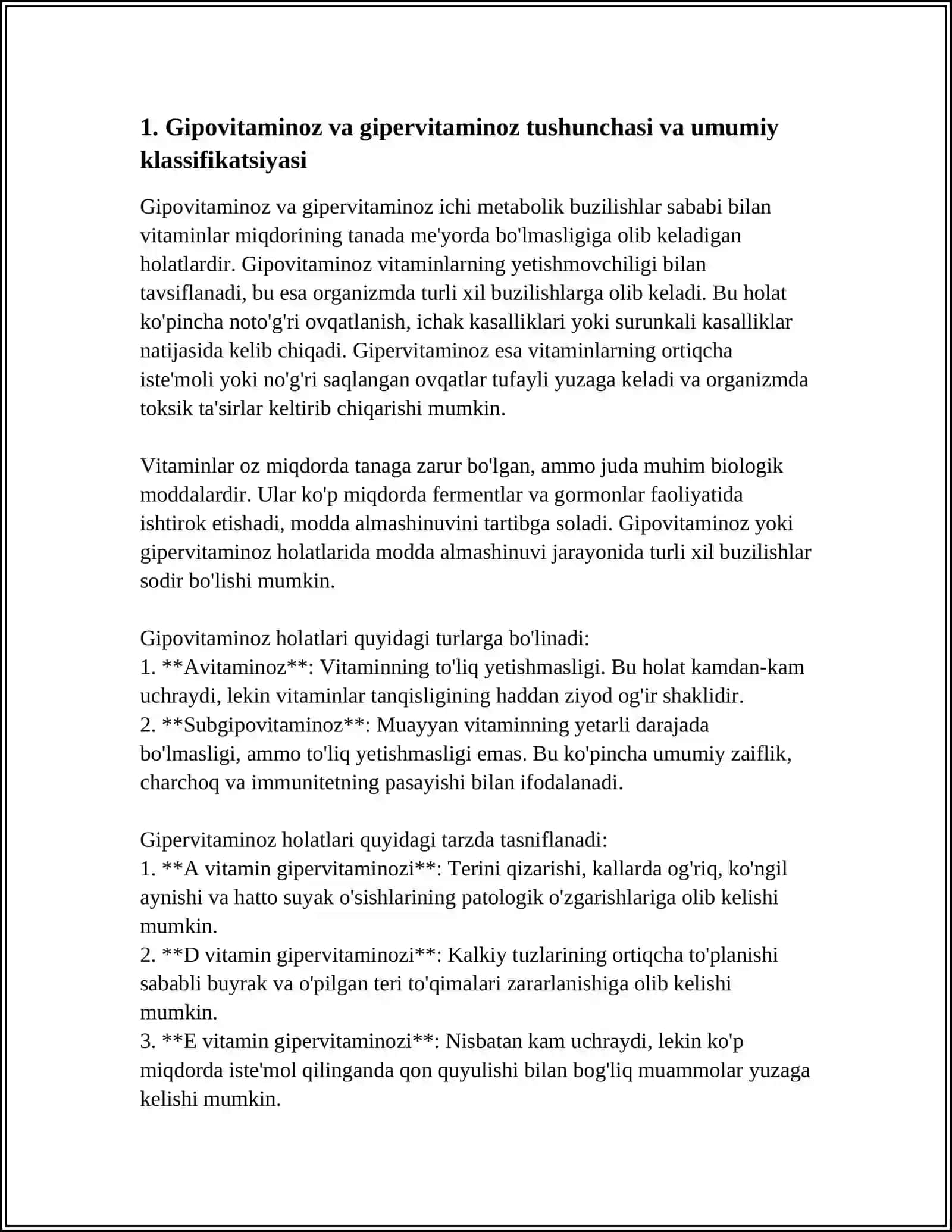 GIPOVITAMINOZ VA GIPERVITAMINOZ HOLATLARDA MODDA ALMASHINUVINING BUZILISHI 3