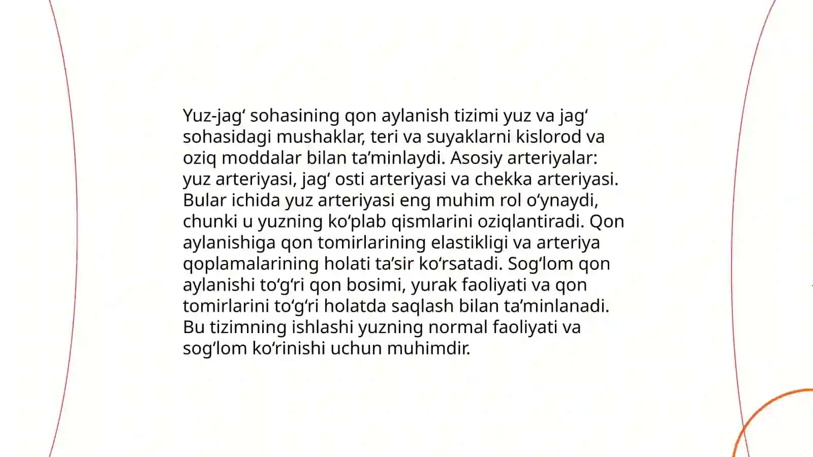 Yuz-jag‘ sohasining qon bilan ta’minlanishi va uning fiziologik ahamiyati 3