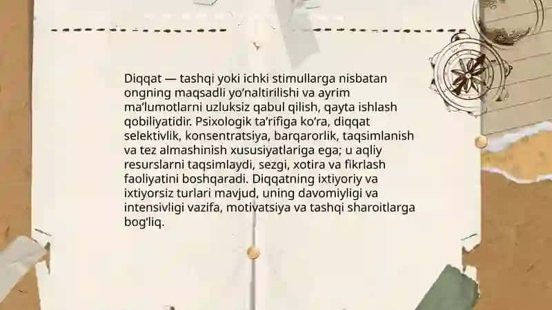 Diqqat turlari va uning xususiyatlari 3