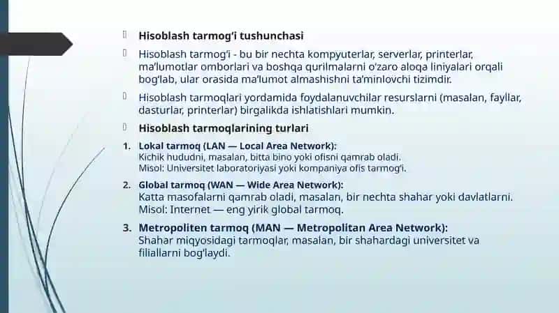 Hisoblashtarmoqlarining klassifikatsiyasi 3