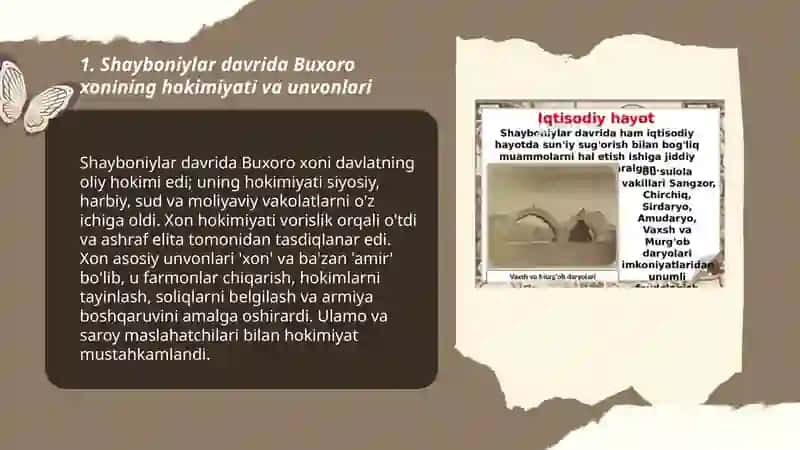 Shayboniylar davrida Buxoro xonligining davlat boshqaruvi va ijtimoiy iqtisodiy hayoti 3