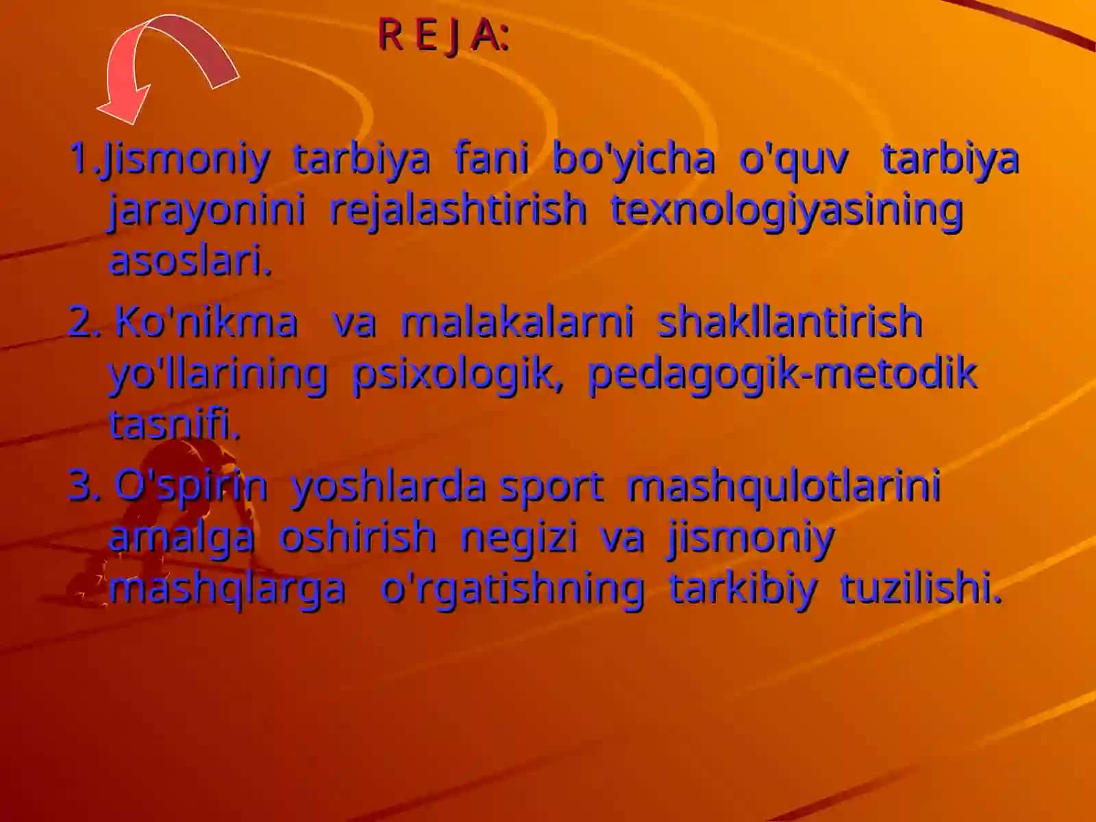 Jismoniy tarbiya va sport pedagogikasi fanidan taqdimot ishi 3