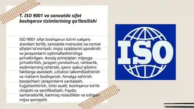 ISO 9001 va sanoatda sifat boshqaruv tizimlarining qoʻllanilishi 3