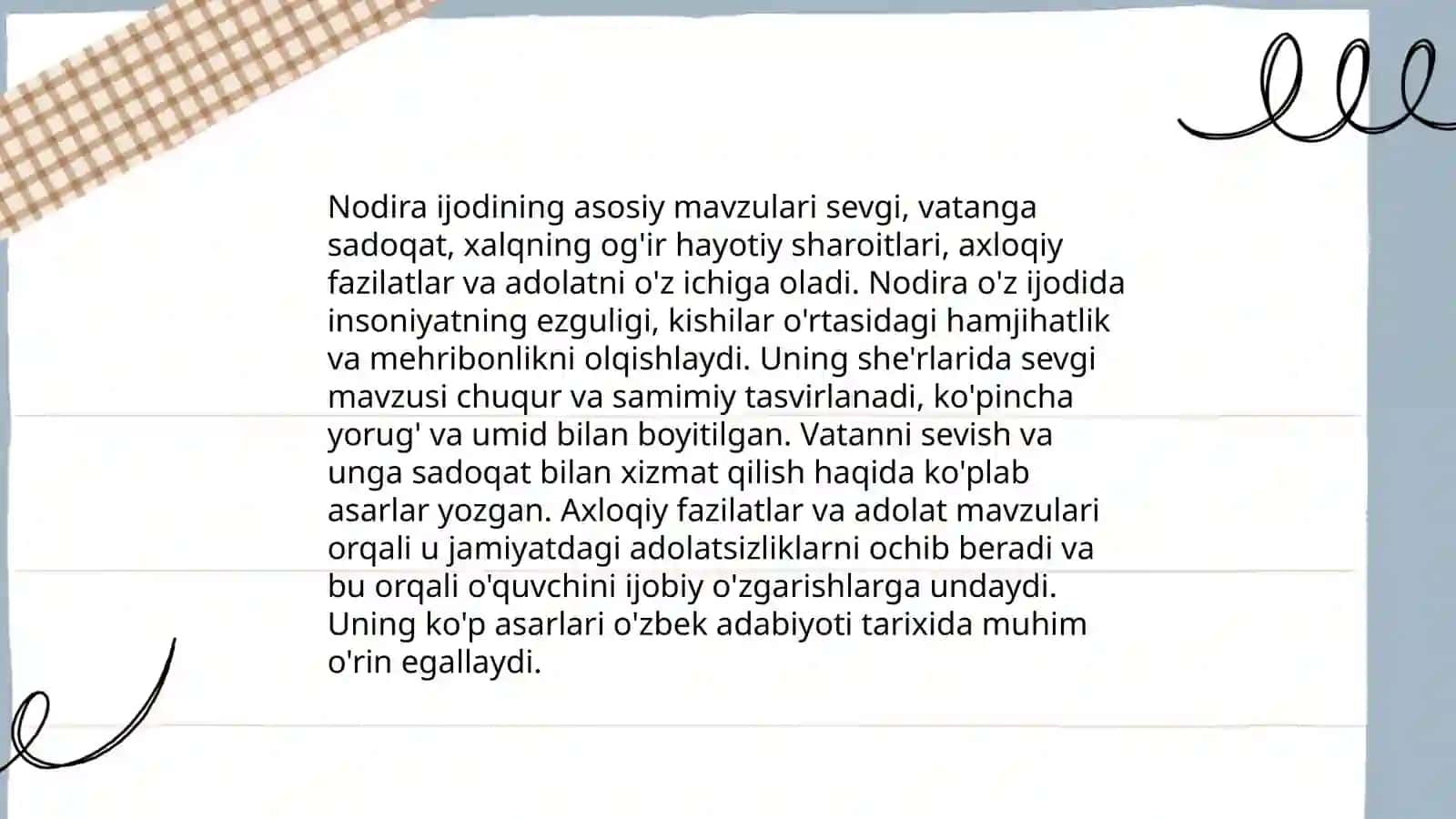 Nodira oʻzbek mumtoz adabiyotining atoqli namoyondasi 3