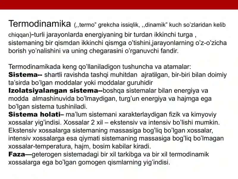 Kimyoviy termodinamika asoslari. Kimyoviy reaksiyalarning issiqlik effekti 3