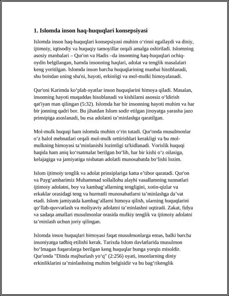 ISLOMDA INSON HUQUQLARI HIMOYASI, IJTIMOIY TENGLIK, ADOLAT VA TOLERANTLIK 3