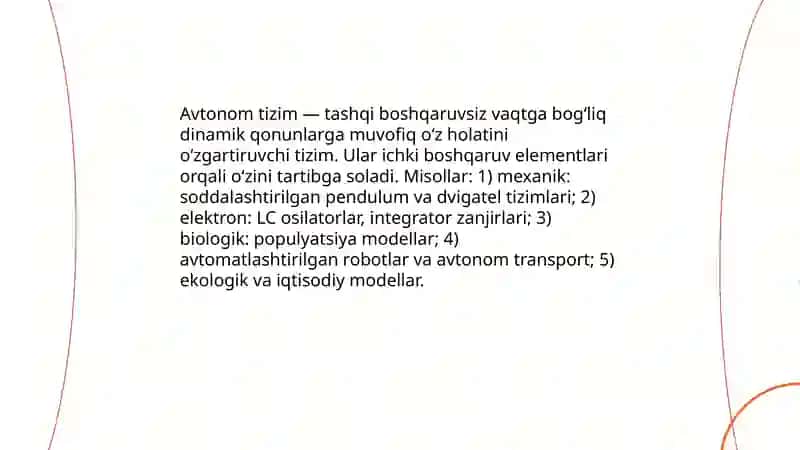 Avtonom sestemalar. Muvozanat holati turlari 3