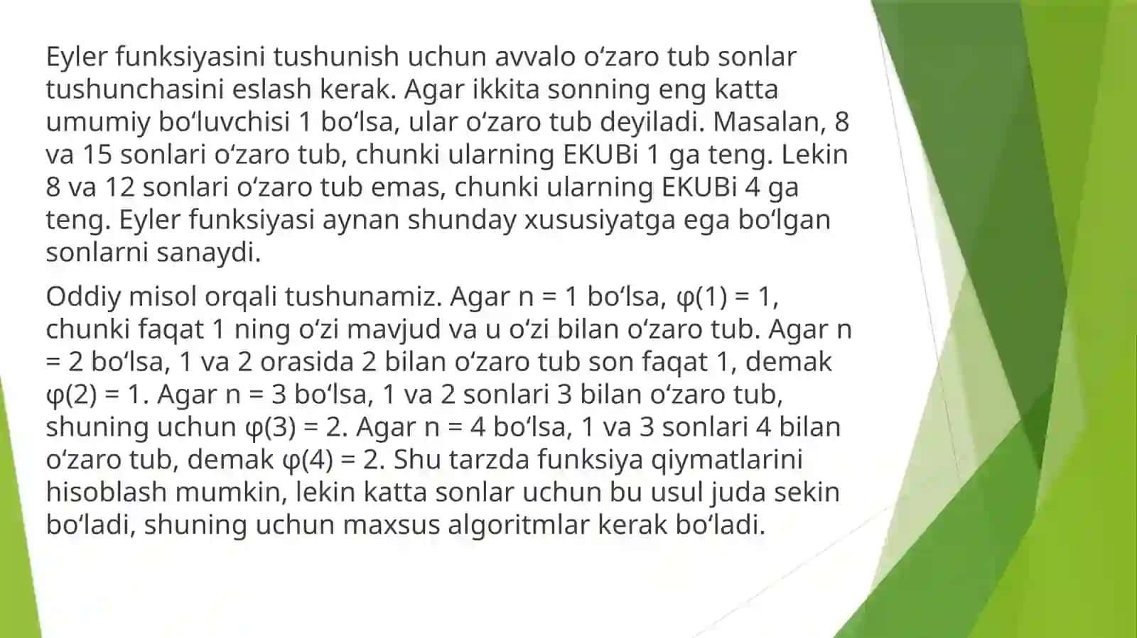 Eyler Funksiyasi va Uni Hisoblash Algoritmi 3