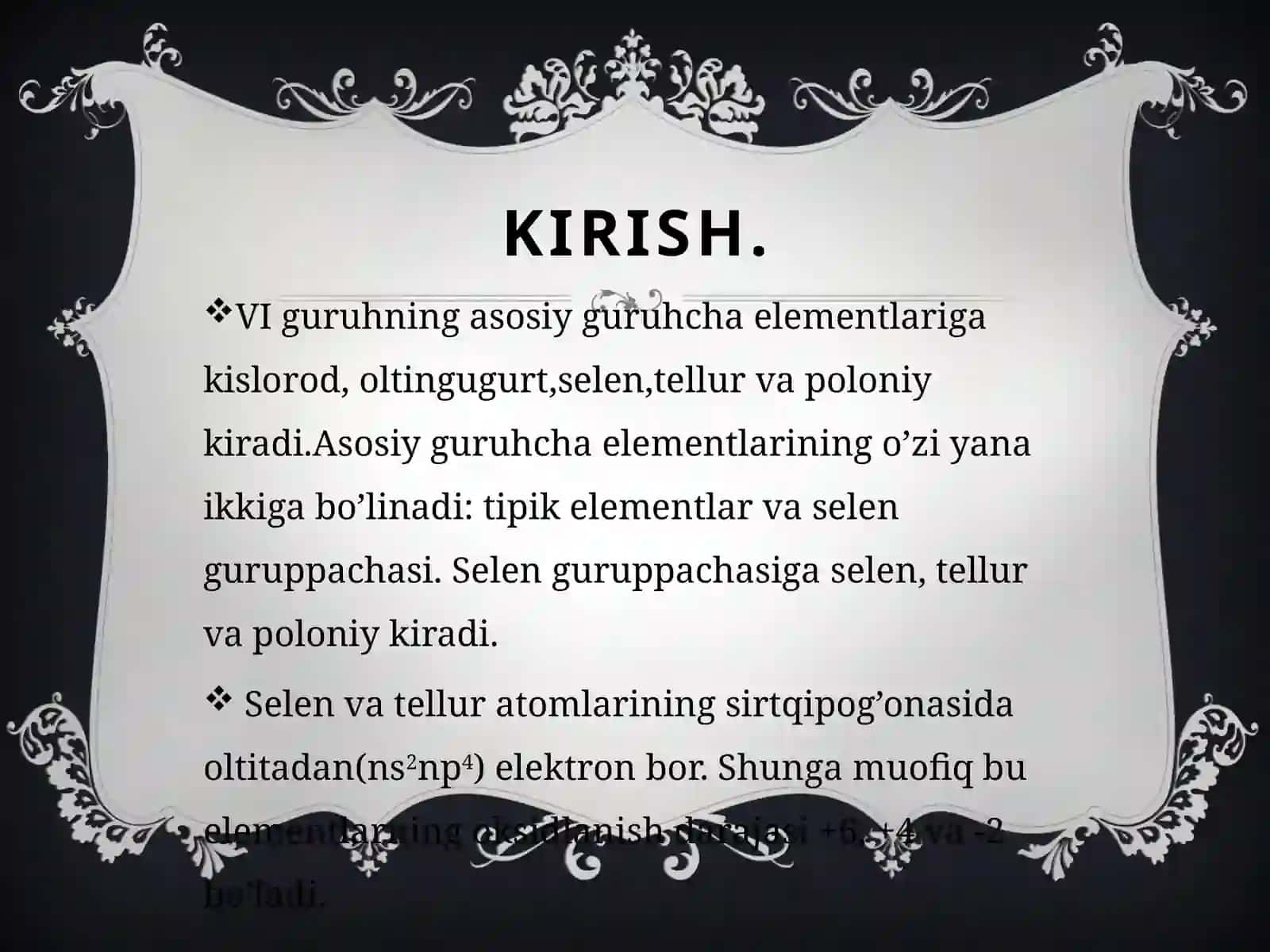 Selen, tellur va ularning birikmalari, olinishi va xossalari 3