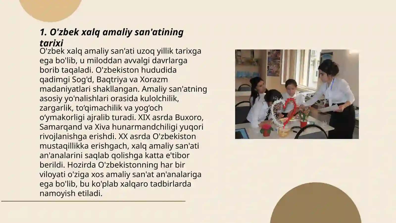 Ôzbekistonda xalq amaliy san'ati va milliy hunarmandchilikning rivojlanishi 3
