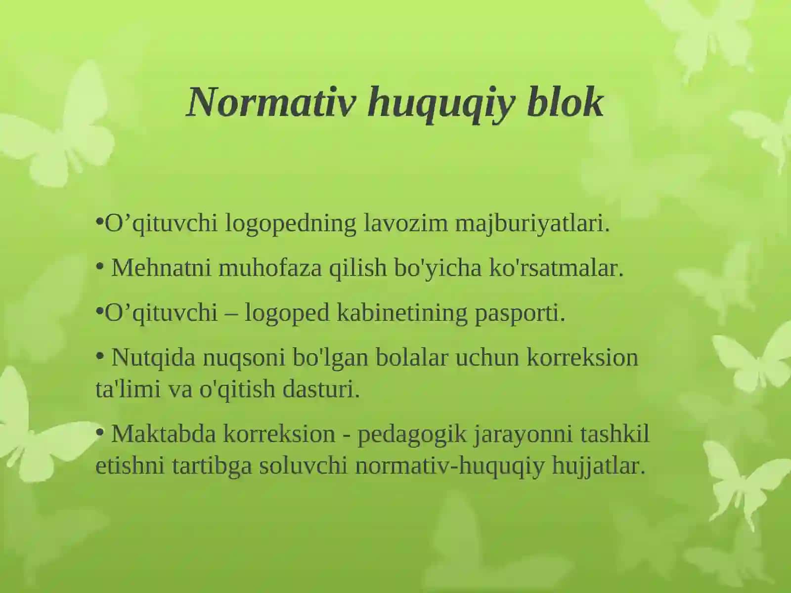 O’qituvchi - logopedning hujjatlari 3