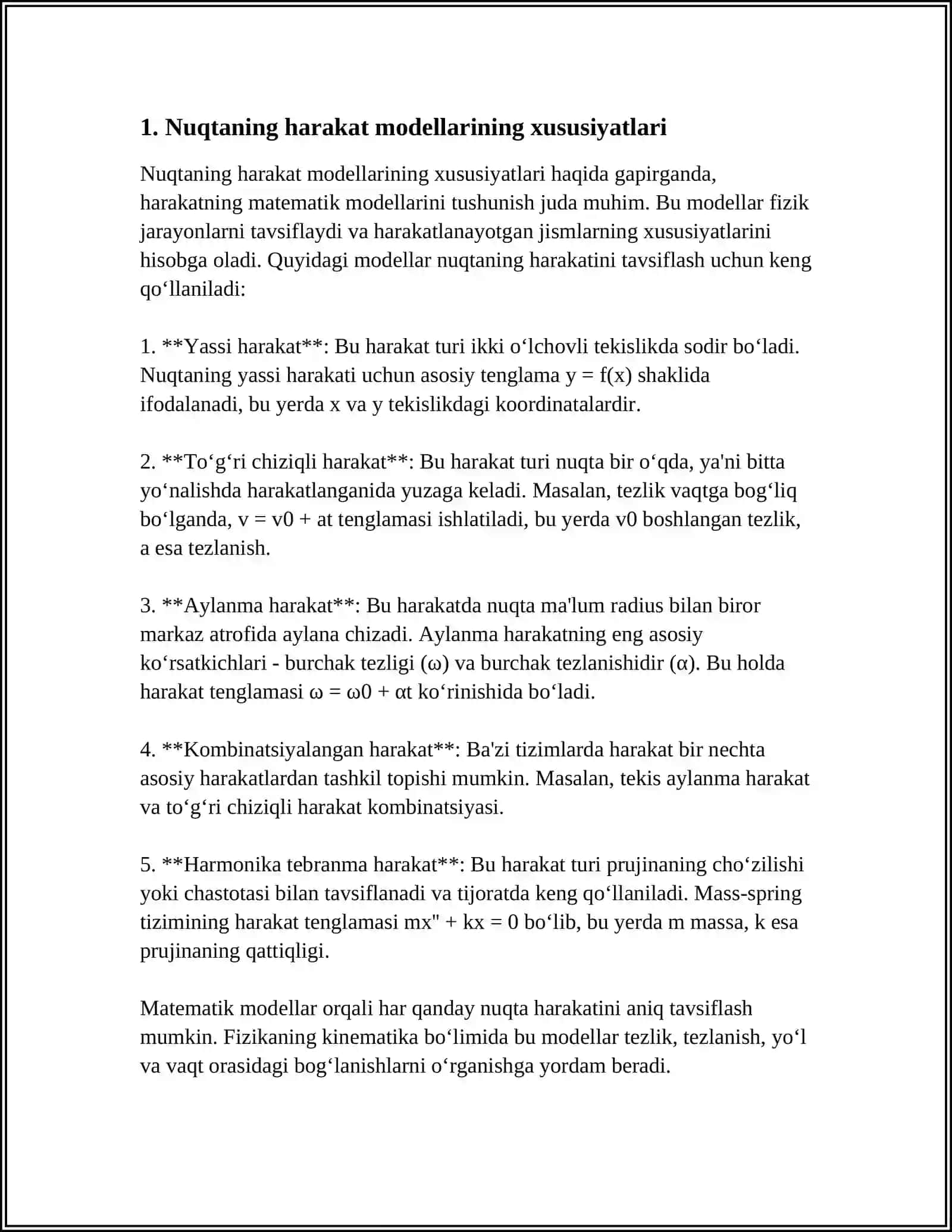NUQTANINING HARAKAT DIFFERENTIAL TONGLAMALARI 3