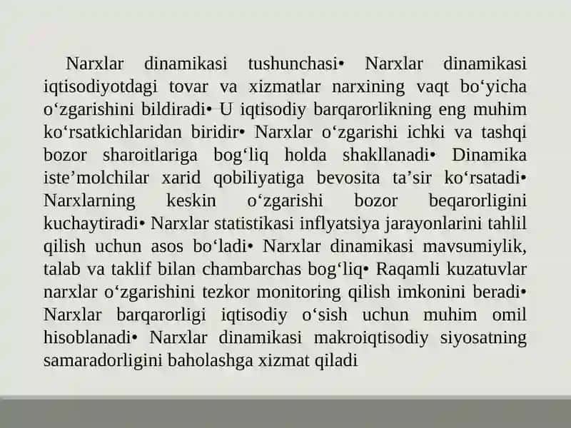 Narxlar dinamikasi va inflyatsiyani prognozlashning statistik usullari 3