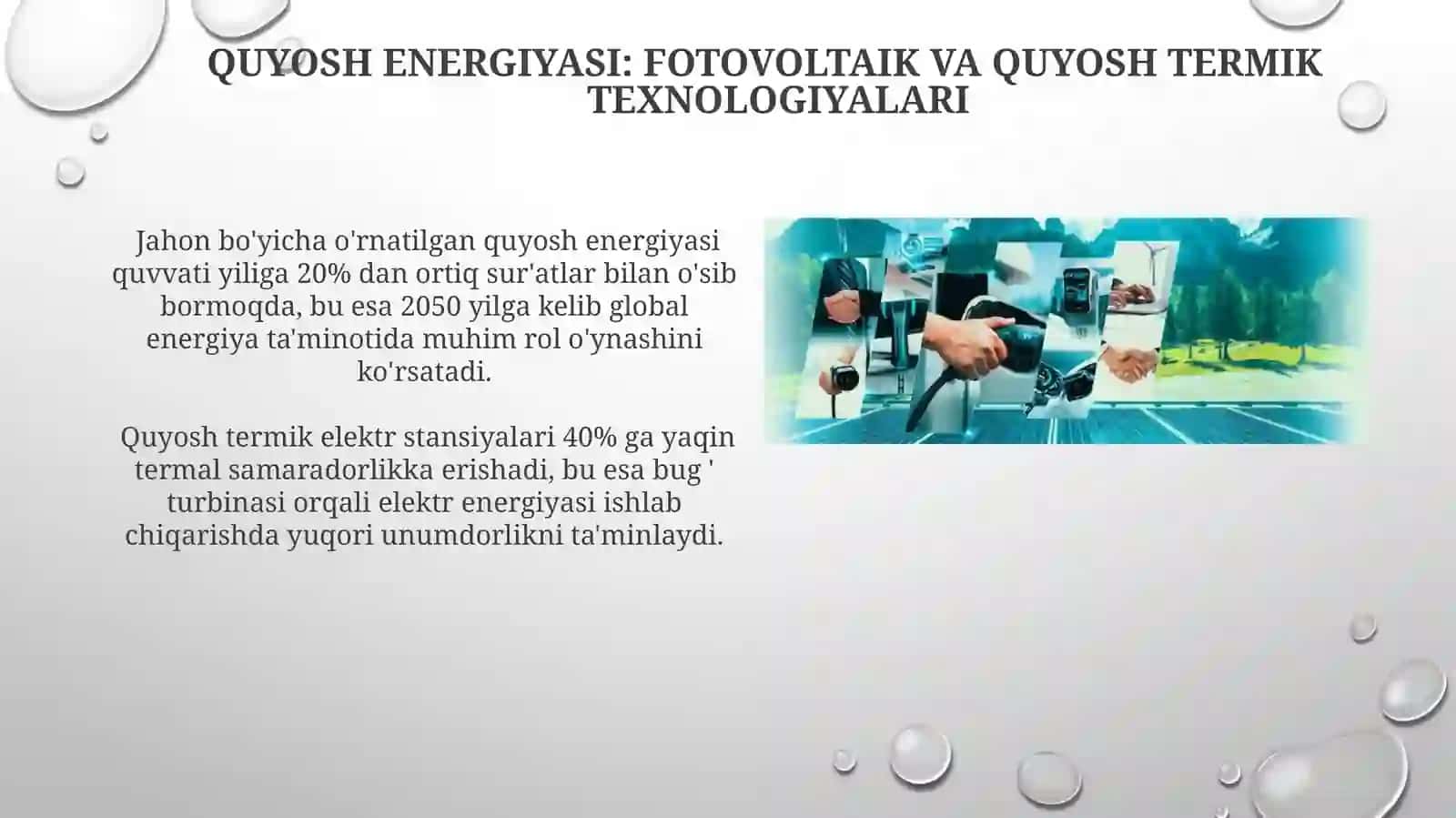 Quyosh Energiyasi: Fotovoltaik va Quyosh Termik Texnologiyalari 3