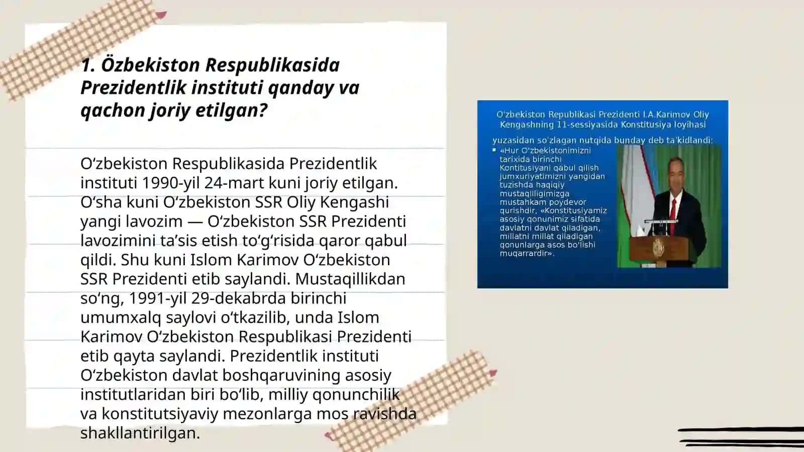 Özbekiston Respublikasida Prezidentlik institutining joriy etishishi 3