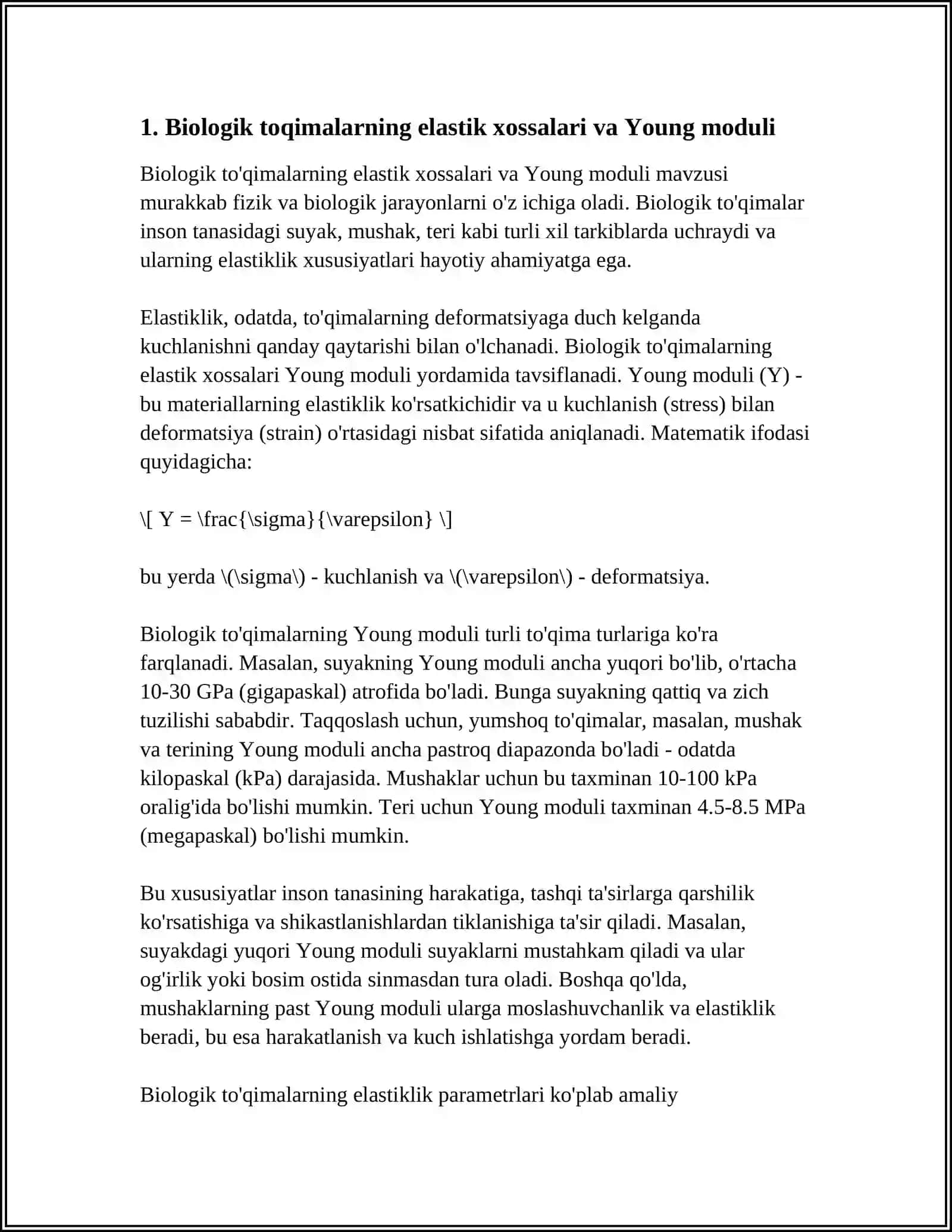 BIOLOGIK TOQIMALARNING MEXANIK XOSSALARI VA ULARNING FIZIOLOGIK AHAMIYATI 3