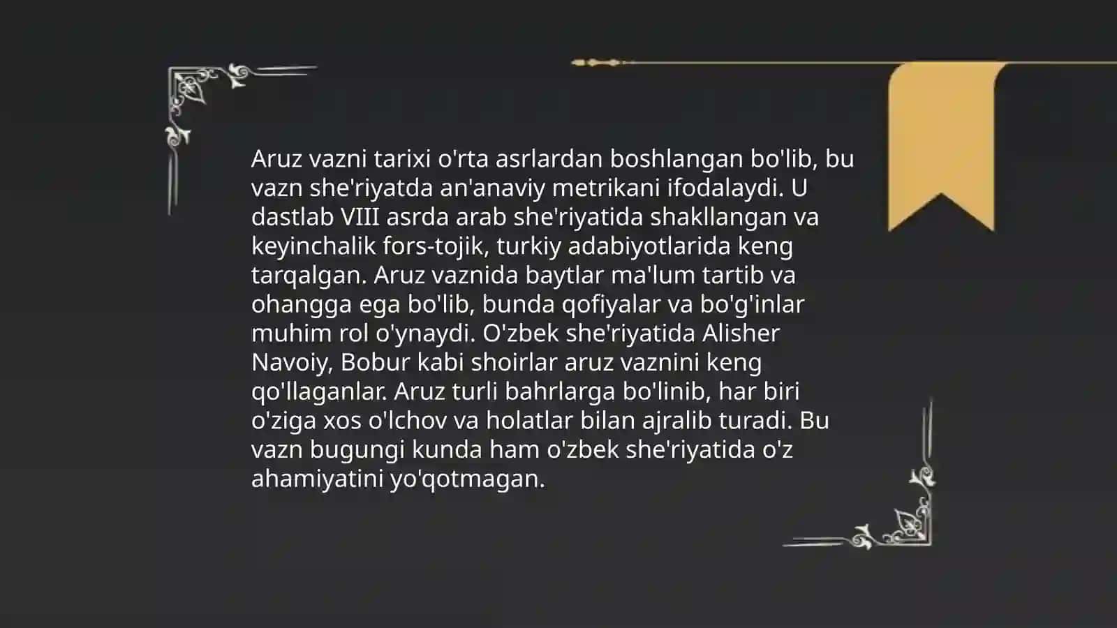 Aruz va barmoq she'r vaznlari 3