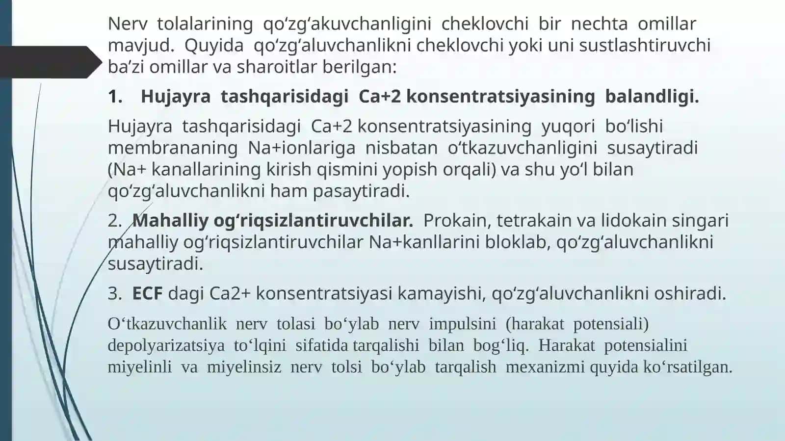 Nerv tolalari va sinapslar fiziologiyasi 3