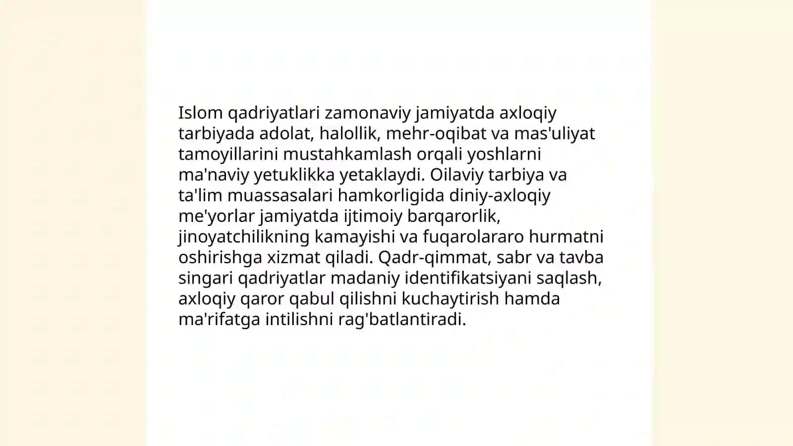 Islom qadriyatlari va ma'rifatining hozirgi davrdagi ahamiyati 3