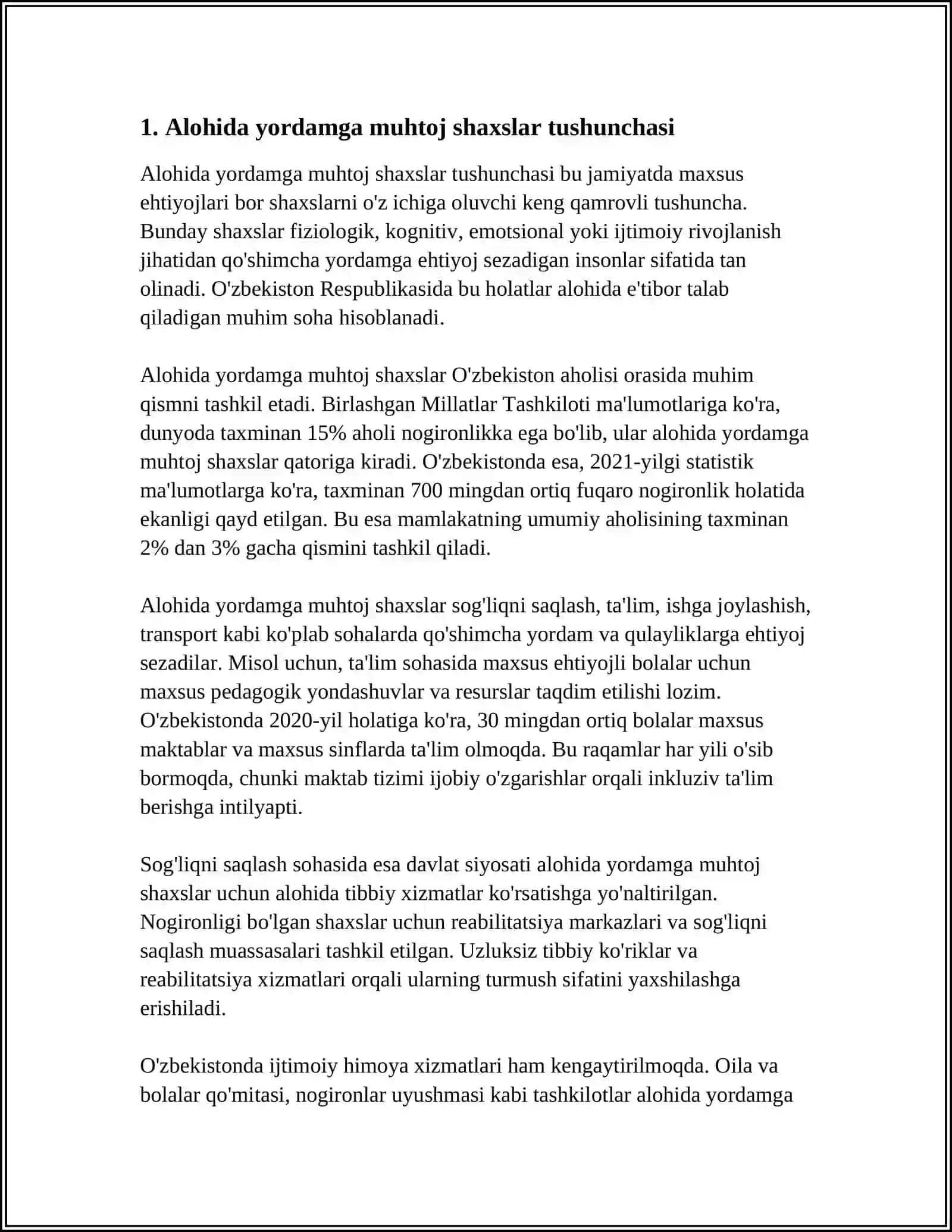 ALOHIDA YORDAMGA MUHTOJ SHAXSLARNI INKLYUZIV TAʼLIM KONSEPSIYASINING MOHIYATI VA ASOSIY QOIDALARI 3