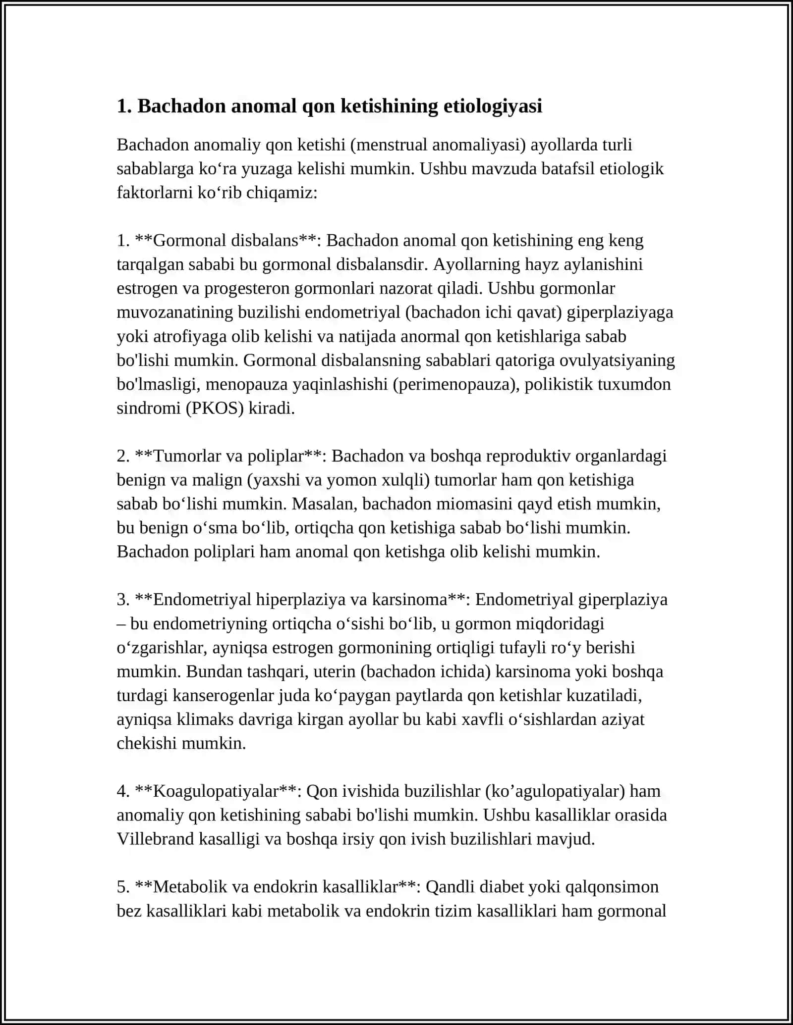 BACHADONDAN ANOMAL QON KETISHLARI.ETIOLOGIYASI,KLINIKASI,DAVOLASH TAMOYILLARI 3