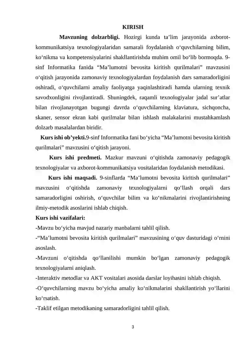 9-sinflarda “Ma’lumotni bevosita kiritish qurilmalari” mavzusini o‘qitishda zamonaviy texnologiyalardan foydalanish 3