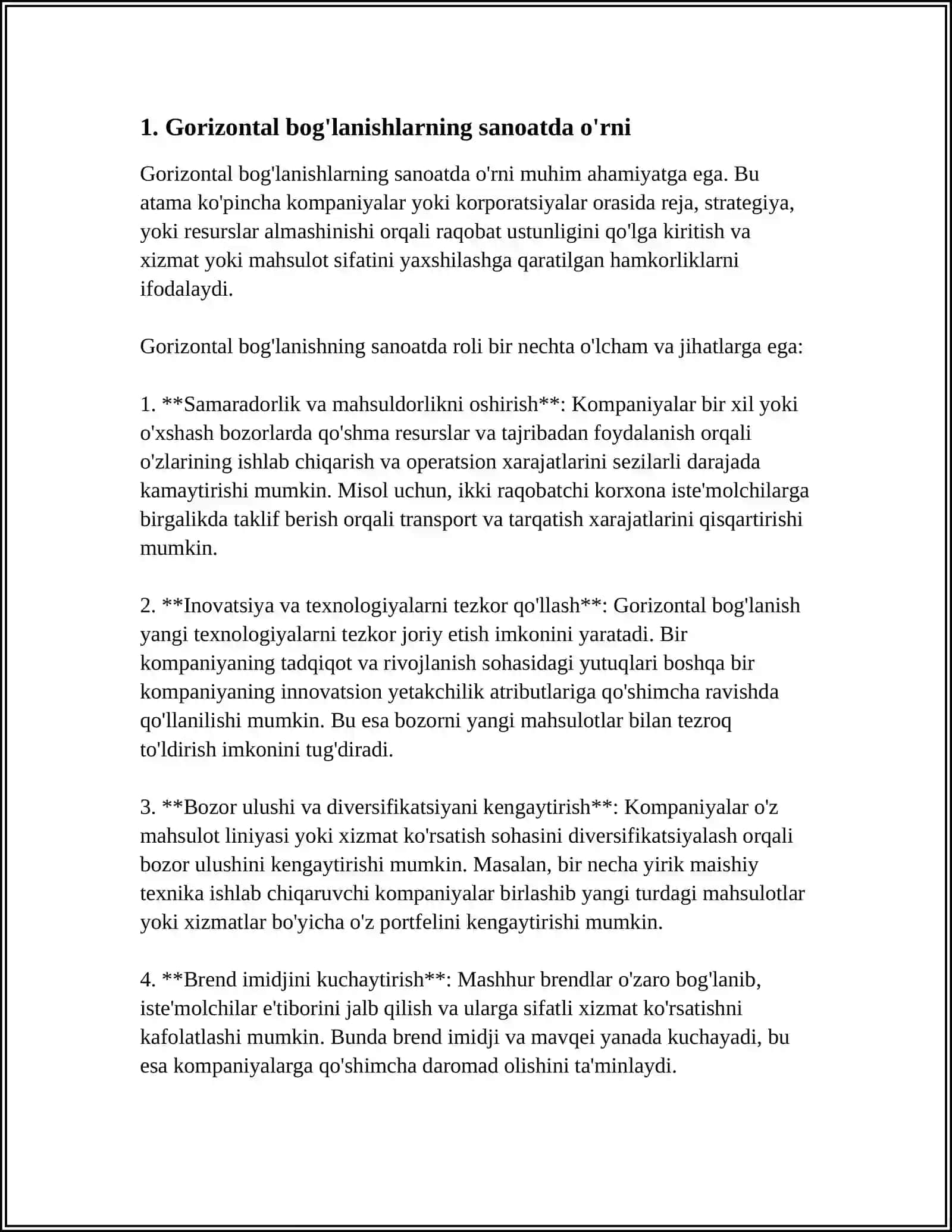 SANOATNI STRATEGLASHDA GORIZONTAL VA VERTIKAL BOGʻLANISHLARNING OʻRNI 3