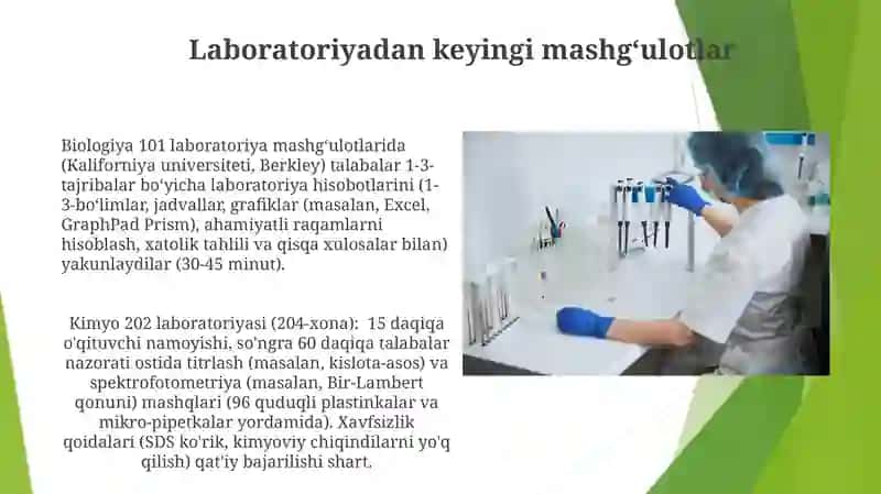 Labaratoriya mashĝulotlarini tashkil etish va òtkazish metodikasi 3