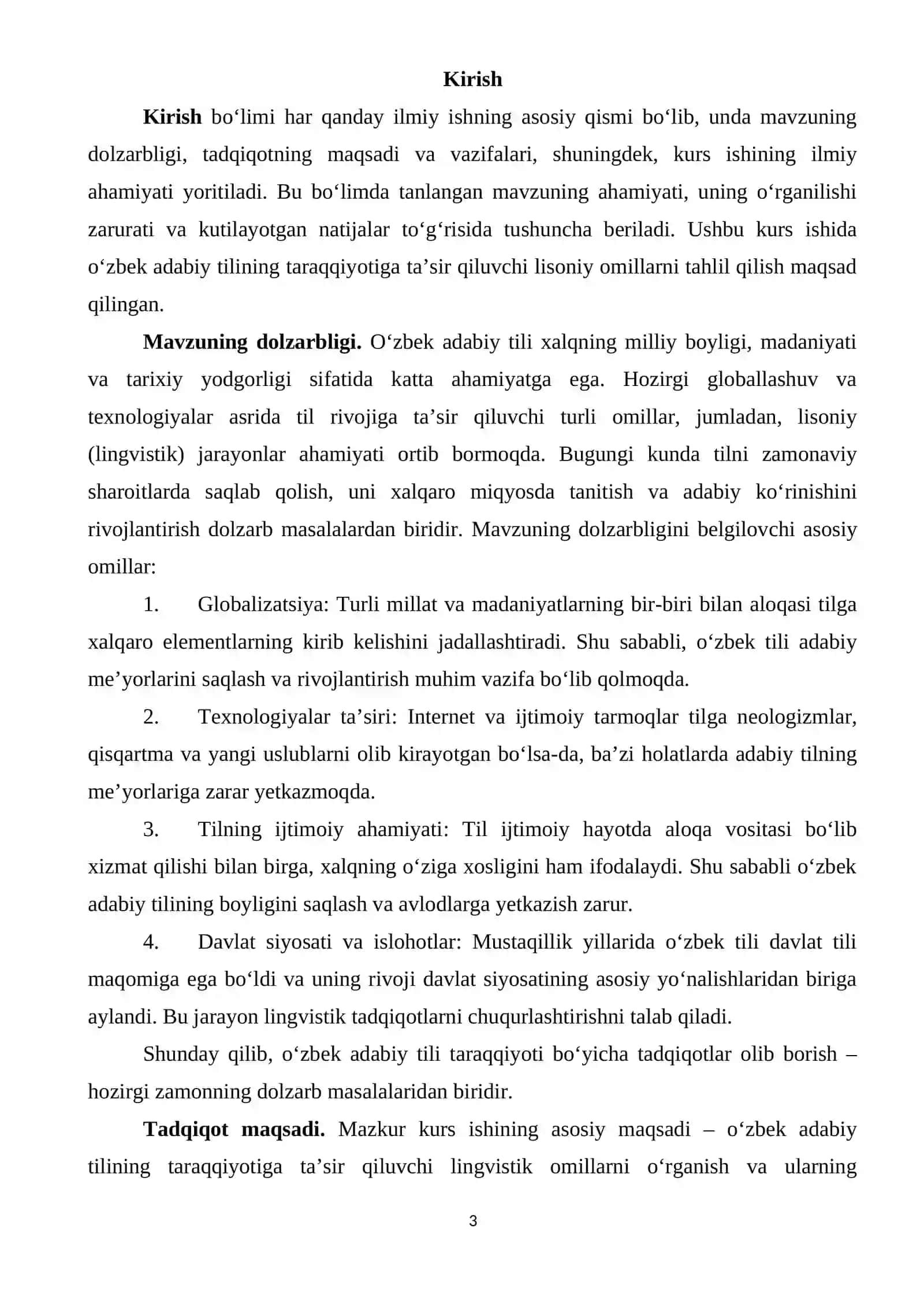 HOZIRGI O‘ZBEK ADABIY TILI TARAQQIYOTINI BELGILOVCHI LINGVISTIK(LISONIY)OMILLAR 3