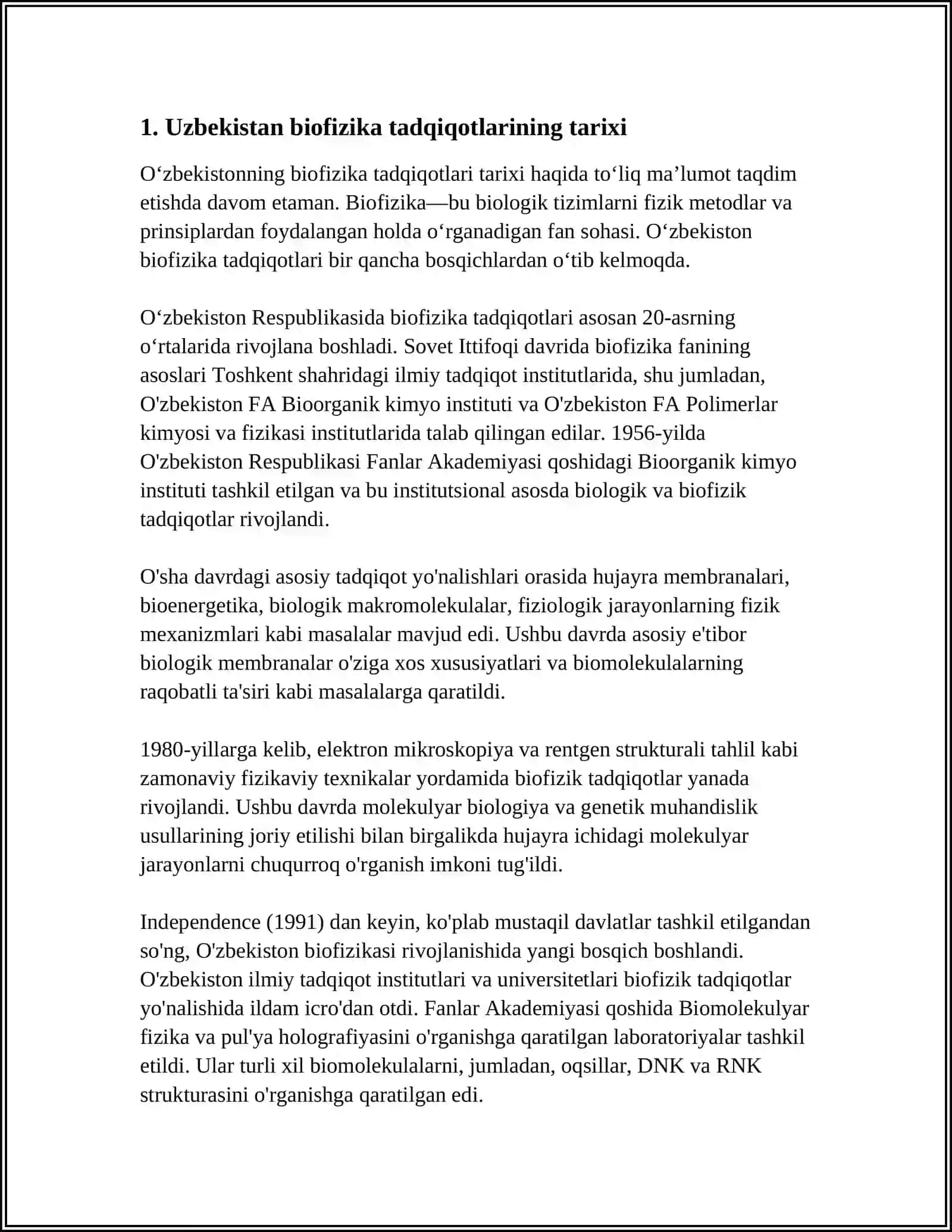 OʻZBEKISTONDA BIOFIZIK TADQIQOTLARNING RIVOLANISHI 3