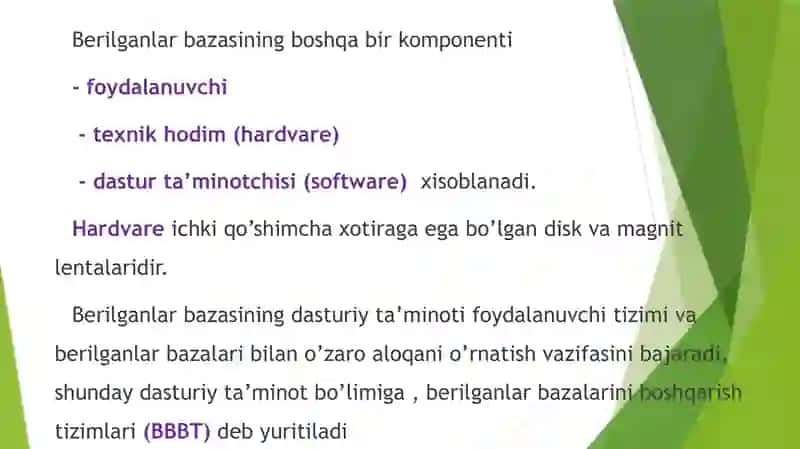 Berilganlar bazasini boshqarish tizimlari.pptx 3