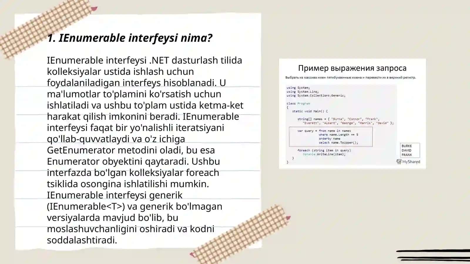 IEnumerable va IEnumerator interfeyslari 3