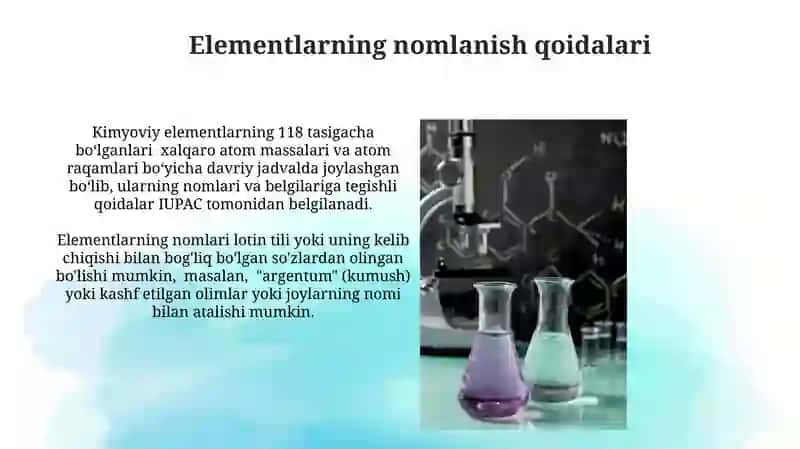 Kimyoviy elementlarning nomlanishi 3