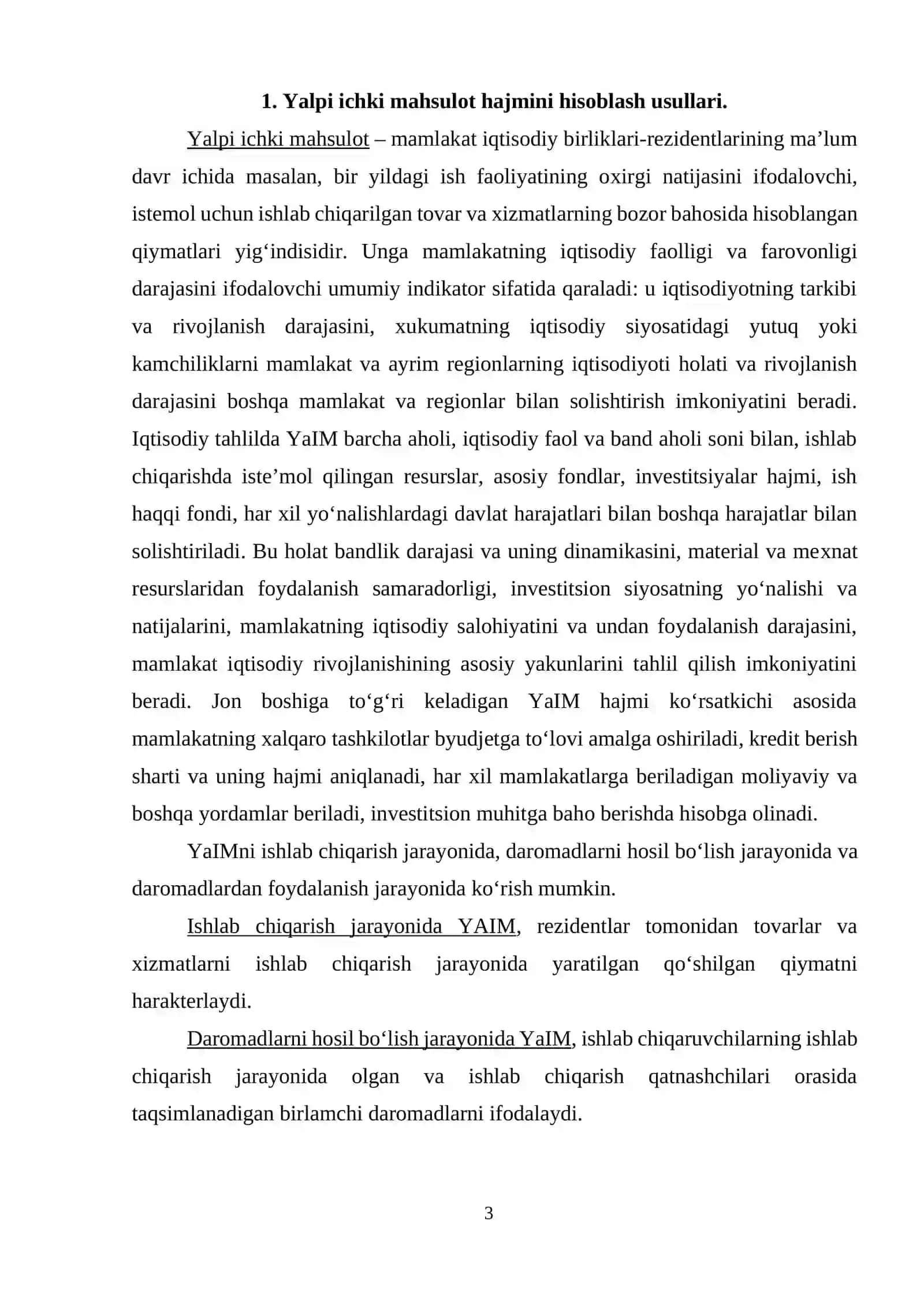 Yalpi ichki mahsulotni hisoblash usullari 3