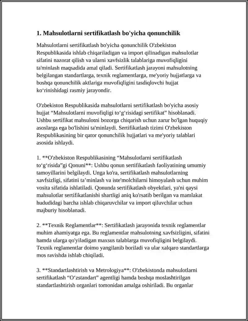 OZBEKISTONDA MAHSULOTLARNI SERTIFIKATLASH TIZIMI 3