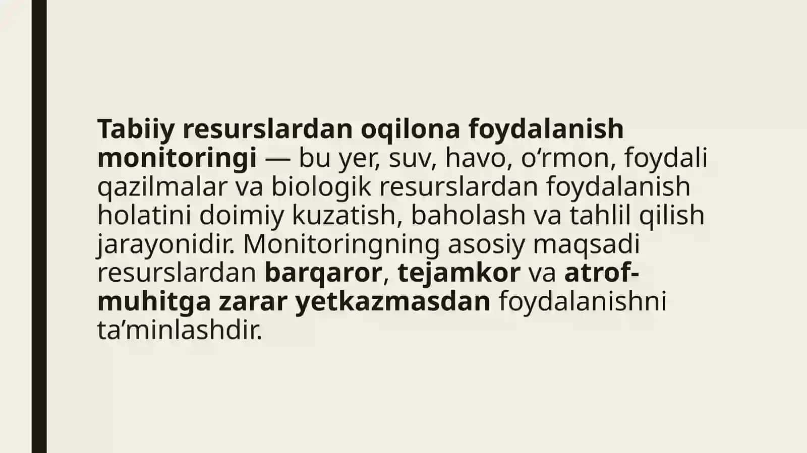 TABIIY RESURSLARDAN OQILONA FOYDALANISH MONITORINGGI DAVALATOV UMARALI 3