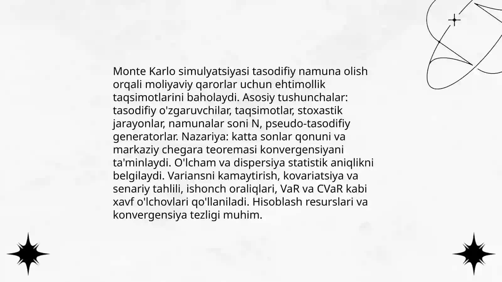Moliyaviy qarorlar uchun Monte Carlo simulyatsiyasi 3