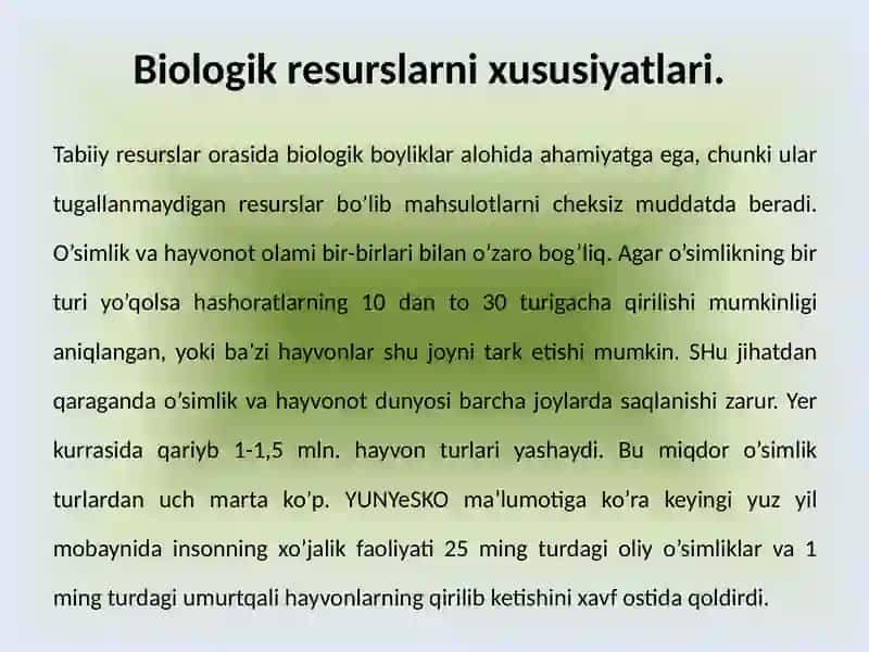 BIOLOGIK RESURS MANBALARINI IZLAB TOPISH VA QAYTA TIKLASH 3